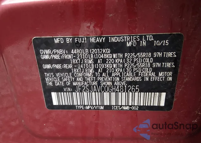 JF2SJAVC0GH481265: 44210714