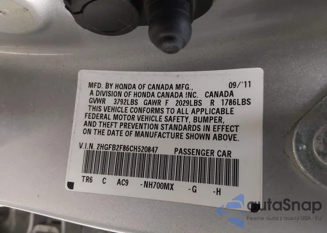 2HGFB2F86CH520847: 44210742