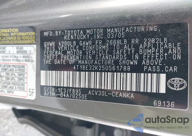 4T1BE32K25U561788: 44210745