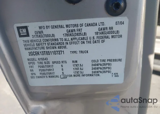 2GCEK13T651107271: 44210753