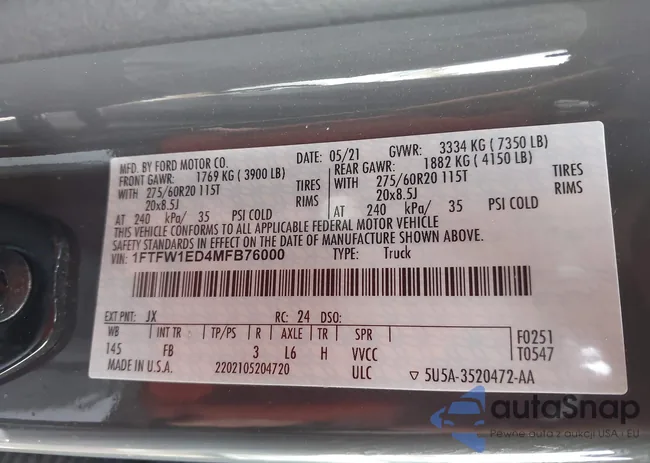 1FTFW1ED4MFB76000: 44210762