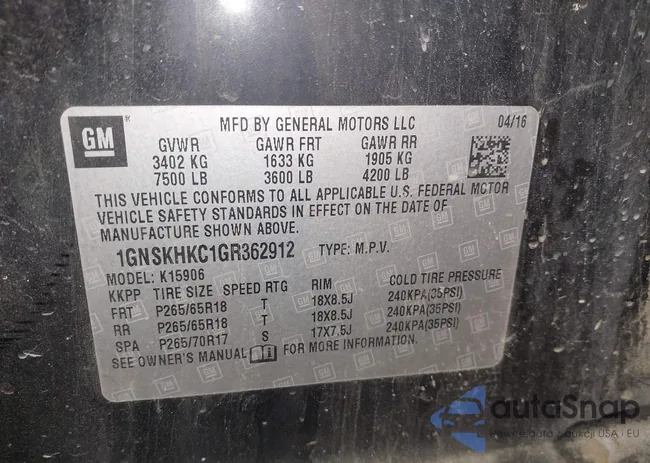 1GNSKHKC1GR362912: 44210945