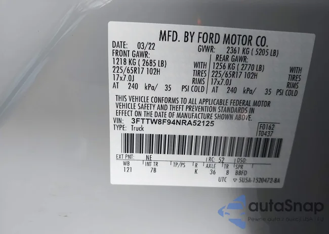 3FTTW8F94NRA52125: 44210371