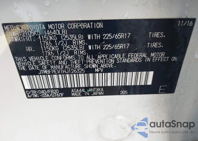 JTMBFREV1HJ126325: 44211382