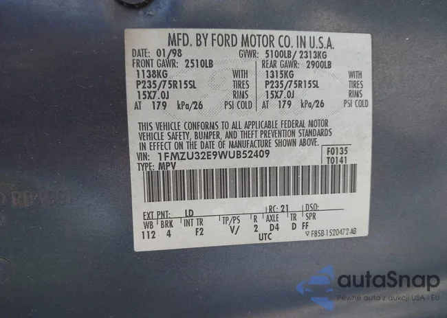 1FMZU32E9WUB52409: 44211400