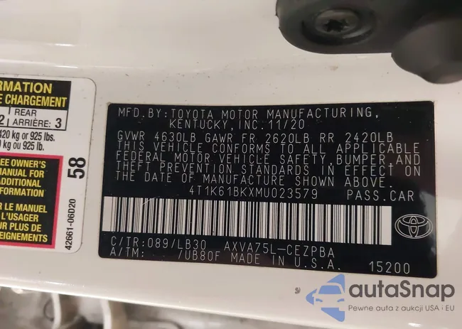 4T1K61BKXMU023579: 44211475