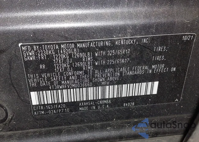 4T3RWRFV2MU036660: 44211542