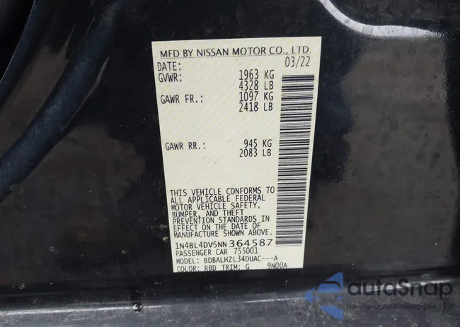 1N4BL4DV5NN364587: 44211646