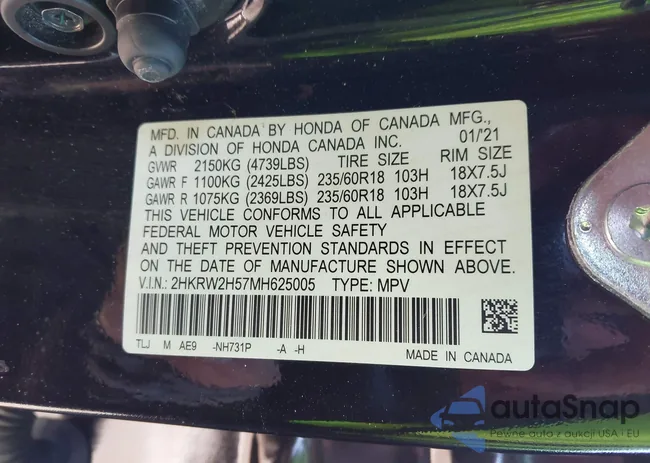 2HKRW2H57MH625005: 44211669