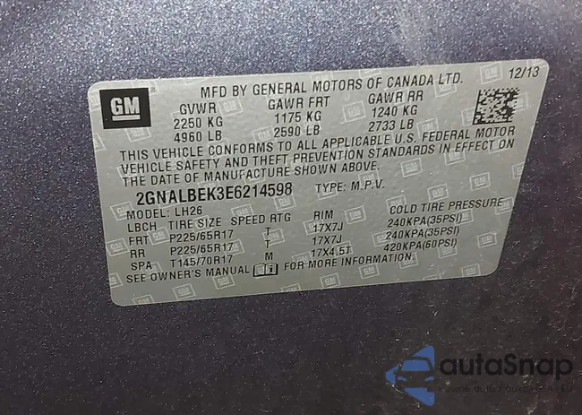 2GNALBEK3E6214598: 44211864