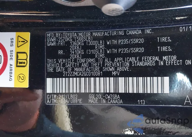 2T2ZZMCA2GC010081: 44211924