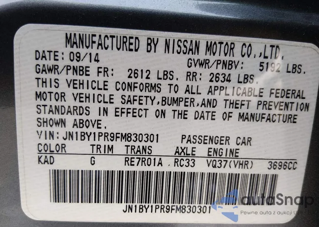 JN1BY1PR9FM830301: 44211001