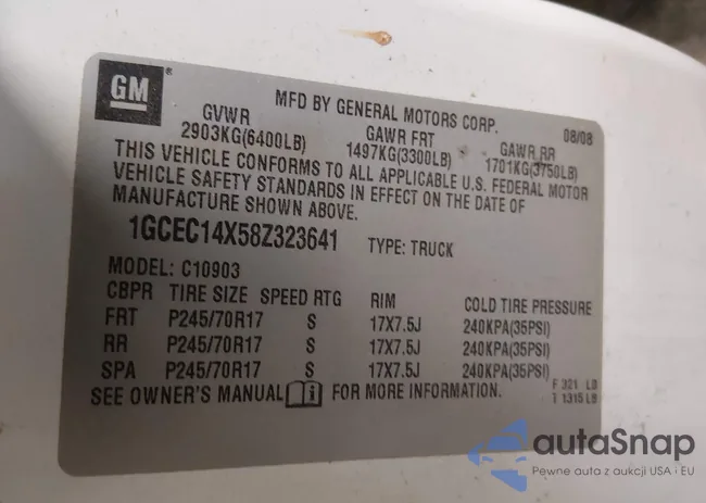 1GCEC14X58Z323641: 44211084