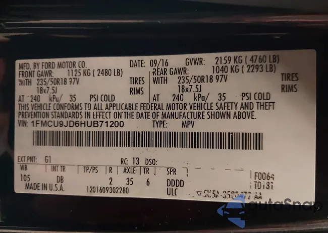 1FMCU9JD6HUB71200: 44211341