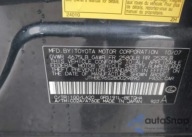 JTHBE96S280029890: 44212547