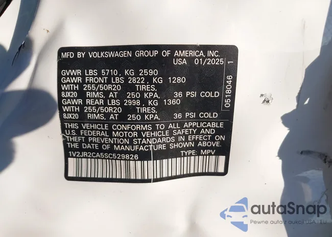 1V2JR2CA5SC529826: 44212636