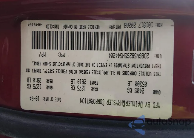 2D8GV58265H544204: 44212698