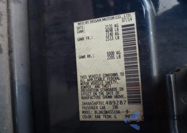 1N4AA5AP3EC489287: 44212065