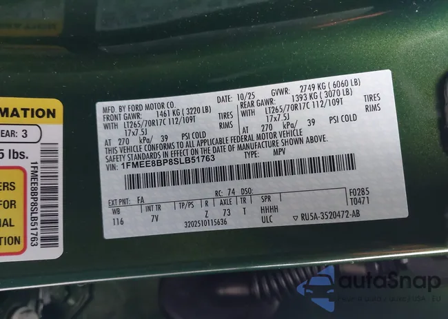 1FMEE8BP8SLB51763: 44213400