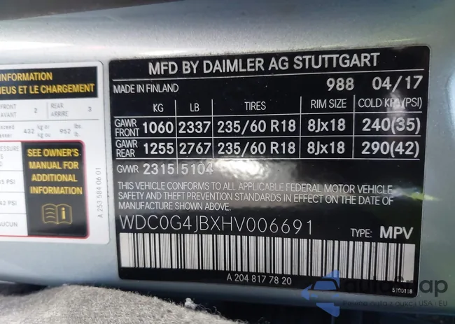 WDC0G4JBXHV006691: 44213496