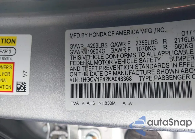 1HGCV1F42KA048368: 44213522