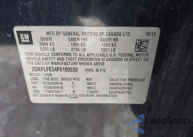 2GNFLFE34F6189539: 44213523