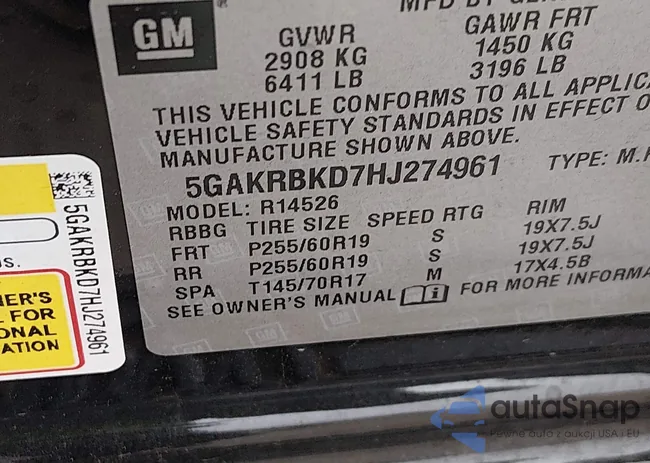 5GAKRBKD7HJ274961: 44213655