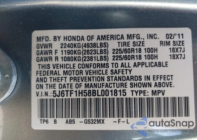 5J6TF1H58BL001815: 44213780