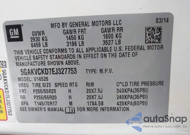 5GAKVCKD7EJ327753: 44213809