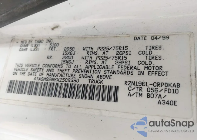 4TASM92N8XZ508390: 44213084