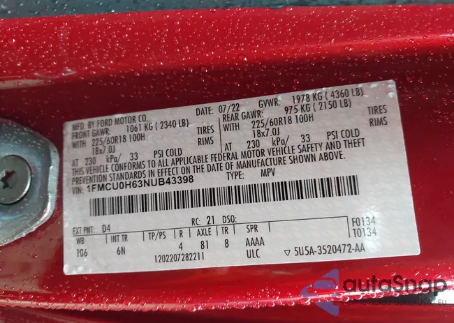 1FMCU0H63NUB43398: 44213152