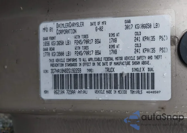 3D7HA18N82G192259: 44213171