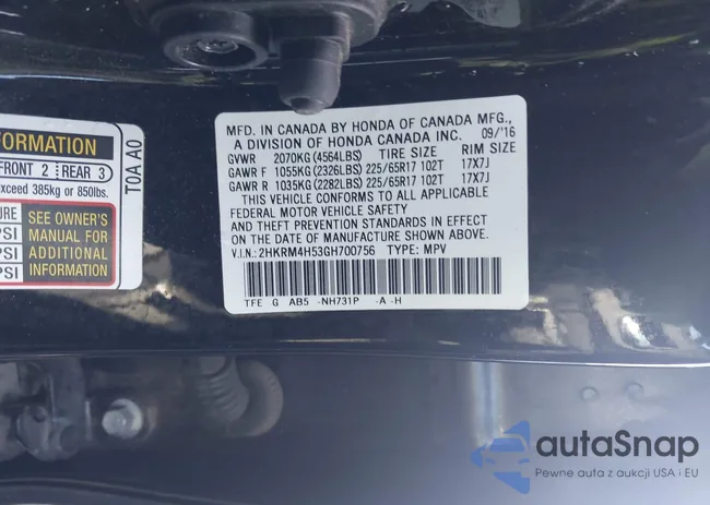 2HKRM4H53GH700756: 44214453