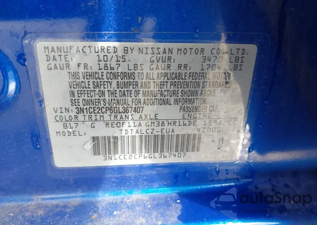 3N1CE2CP6GL367407: 44214527