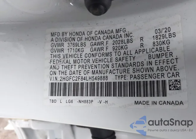 2HGFC2F84LH549888: 44214637