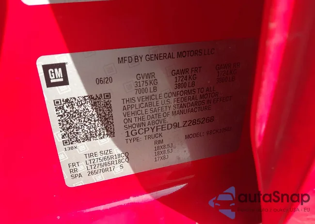 1GCPYFED9LZ285268: 44214640