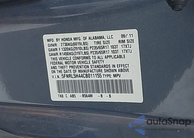 5FNRL5H44CB011155: 44214685