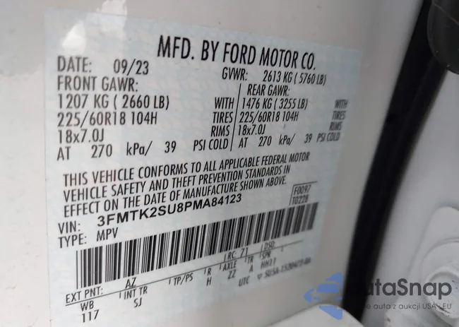 3FMTK2SU8PMA84123: 44214756