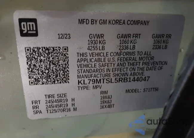 KL79MTSL5RB144047: 44214787