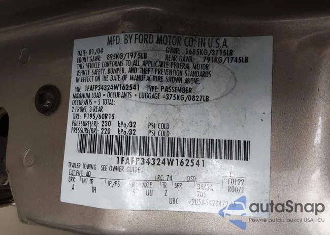 1FAFP34324W162541: 44214887