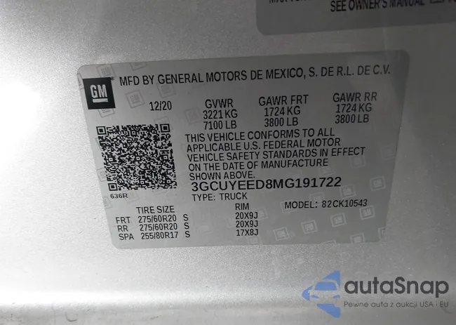 3GCUYEED8MG191722: 44213985