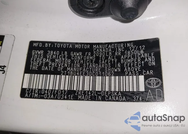 2T1BU4EE3DC011062: 44214178