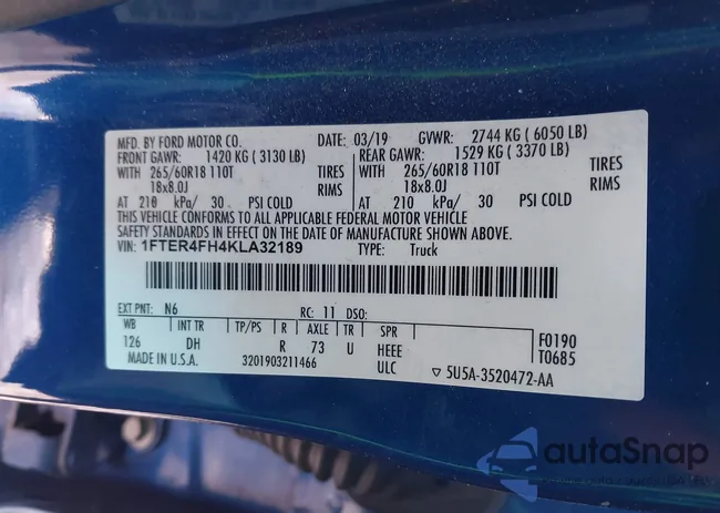 1FTER4FH4KLA32189: 44214210