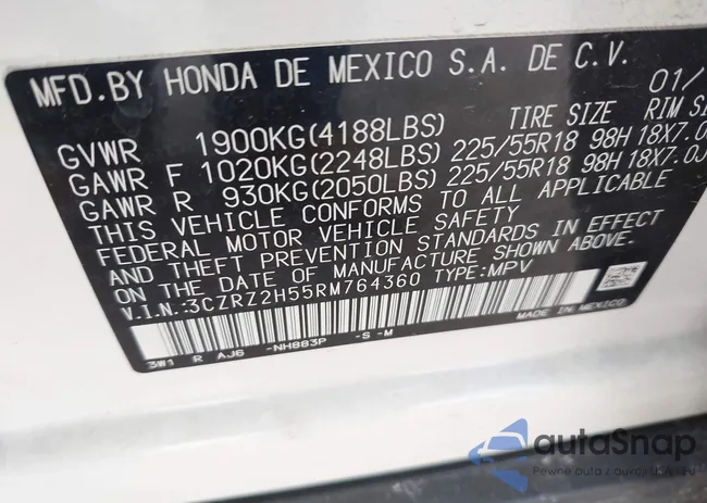 3CZRZ2H55RM764360: 44214367