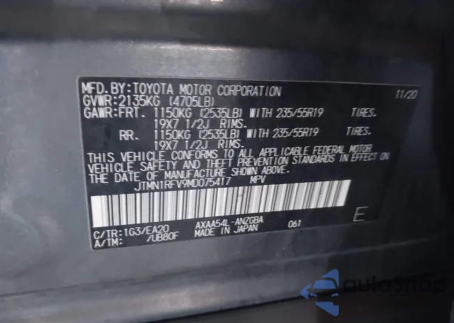 JTMN1RFV9MD075417: 44215426