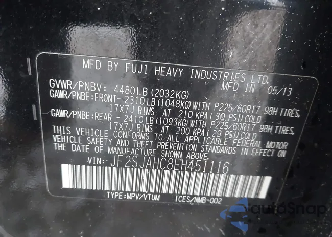 JF2SJAHC8EH451116: 44215599