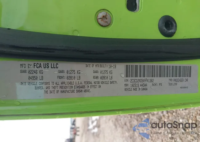 2C3CDZAG5KH741362: 44215617