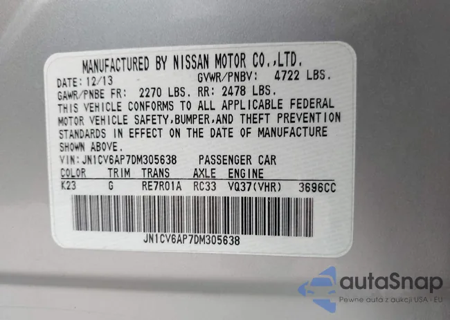 JN1CV6AP7DM305638: 44215625