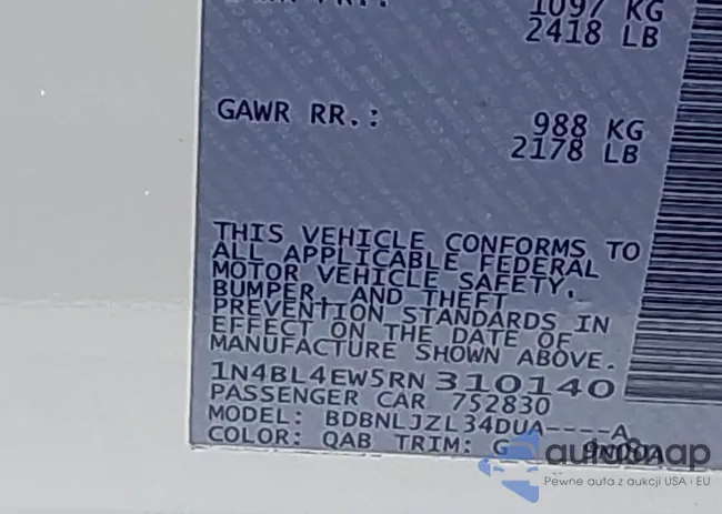 1N4BL4EW5RN310140: 44215654