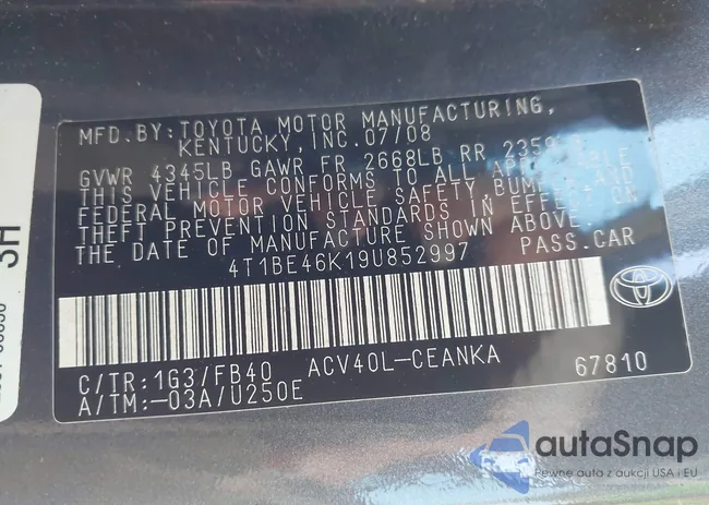 4T1BE46K19U852997: 44215761